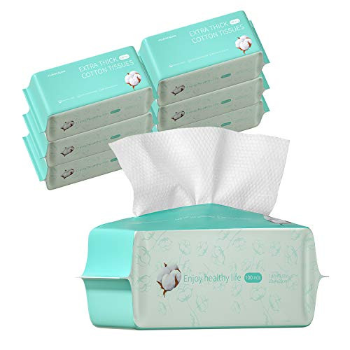 Disposable Cotton Facial Tissue Makeup Remover Wipes Baby Wipes Face Towels Soft Washcloths Dry and Wet Use Cleansing Wipe-6 Packs-
