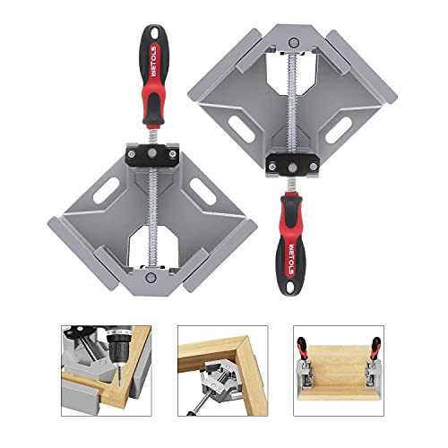 WETOLS Angle Clamp 2pcs - 90 Degree Right Angle Clamp - Single Handle Corner Clamp with Adjustable Swing Jaw Aluminum Alloy for Woodworking Photo Framing Welding and Framing - WE706