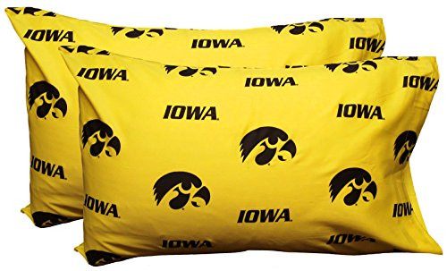 College Covers Iowa Hawkeyes Pair of Solid Pillowcase King