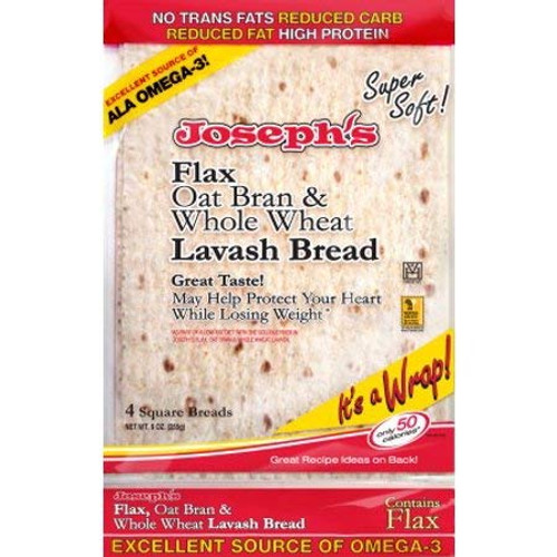Joseph's Low Carb Flax Oat Bran  and  Whole Wheat Lavash Bread -2-Pack-