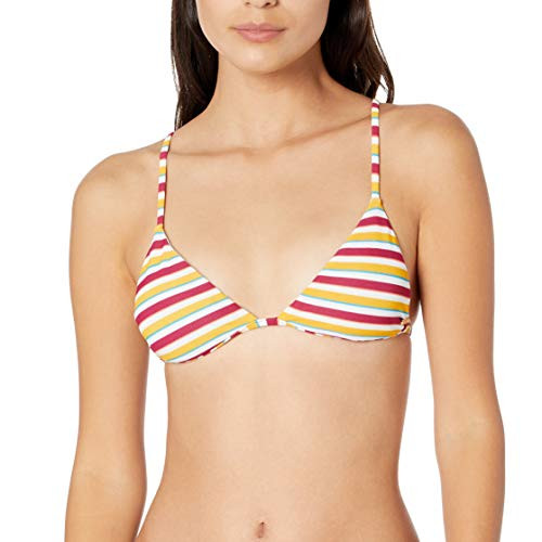 Volcom Junior's Stripe While Haute Triangle Bikini Top Multi Medium