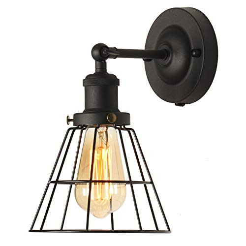 Upgrade Industrial Retro Wire Cage Wall Sconces Lighting Fixtures, AILIN Unique Edison Vintage Black Finish Simplicity Wall Lamp Fixtures, E26 Base,1-Light Upgrade Industrial Retro Wire Cage Wall Sconces Lighting Fixtures, AILIN Unique Edison Vintage Black Finish Simplicity Wall Lamp Fixtures, E26 Base,1-Light