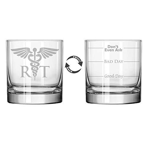 11 oz Rocks Whiskey Highball Glass Two Sided RT Rad Tech Radiologic Technologist