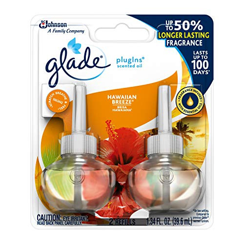 Glade PlugIns Refills Air Freshener Scented Oil for Home and Bathroom Hawaiian Breeze 1.34 Oz 3 Count