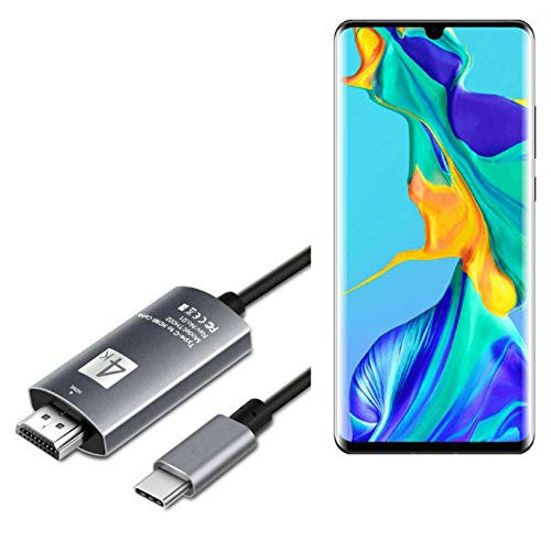 Cable for Huawei P30 Pro -Cable by BoxWave- - SmartDisplay Cable - USB Type-C to HDMI -6 ft- USB C-HDMI Cable for Huawei P30 Pro - Jet Black