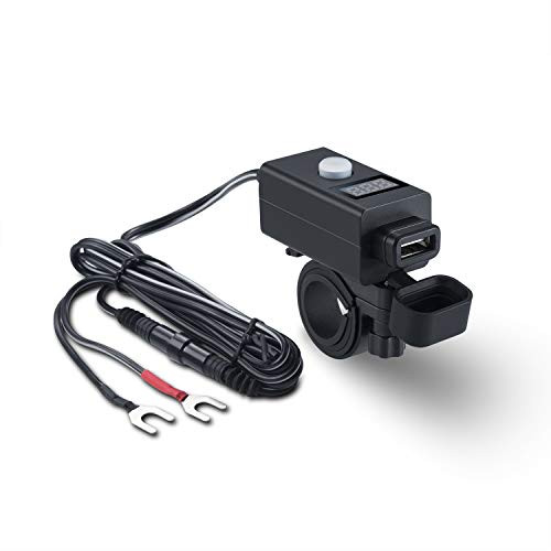 Waterproof Motorcycle USB Charger Adapter with Voltmeter Power Switch 5V/3.1A Smart Charging Power Port Socket for iPhone, Tablets, Samsung, Gopro?Gopro sports camera?gps