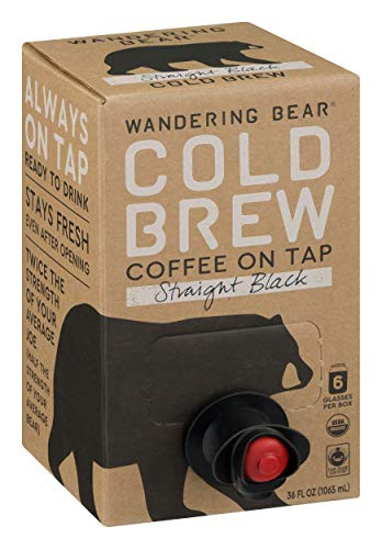 Wandering Bear Organic Cold Brew Coffee On Tap, Straight Black, No Sugar, Always Fresh and Ready to Drink, Not a Concentrate, 36 fl oz