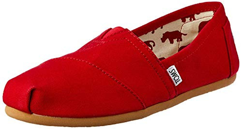 TOMS Women's Classic Alpargata Slip-On Shoe Red Canvas 8.5 M