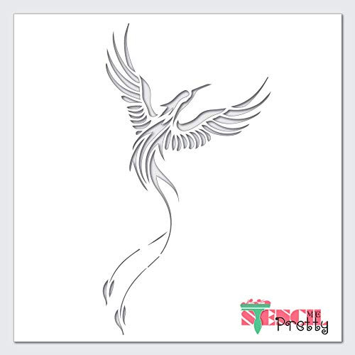 Firebird Phoenix Furniture  and  Wall Stencil Best Vinyl Large Stencils for Painting on Wood Canvas Wall etc.-Massive -17.5" x 33"-- Ultra Thick Exhibit Grade White Color Material