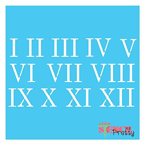 Roman Numerals Stencil Best Vinyl Large Stencils for Painting on Wood Canvas Wall etc.-Mega -5" Tall Each Number-- Brilliant Blue Color Material