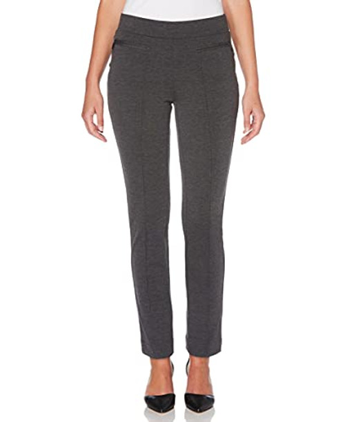 Rafaella Women's Ponte Comfort Slim Leg Pant Charcoal Heather 8