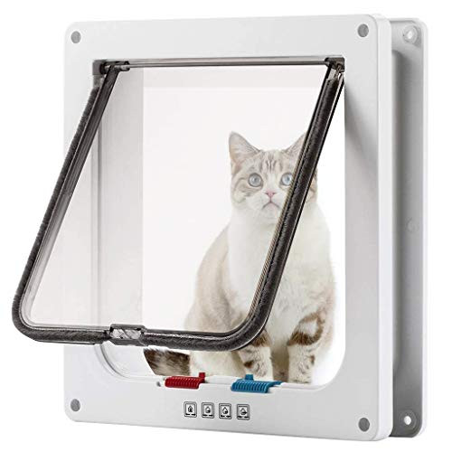 Ronghome Large Cat Door 4 Way Locking Cat Flap Door for Interior Exterior Doors Weatherproof Pet Doors Compatible with Cats and Small Dog- Suitable for Window  and  Wall