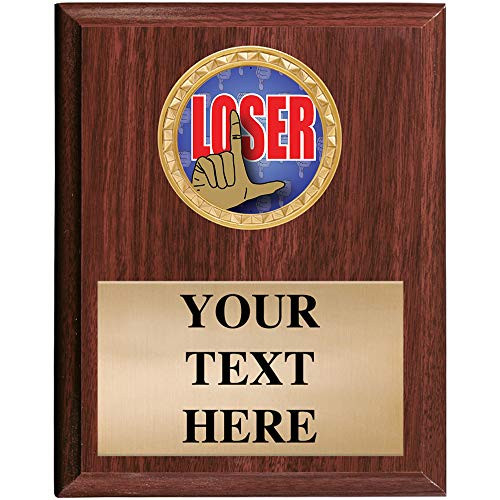 5x7 Custom Wood Finish Funny Loser Trophy Awards - Loser Vertical Plaque Award Prime