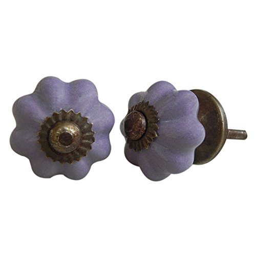 IndianShelf Handmade Ceramic Solid Dresser Knobs Drawer Cabinet Door Kitchen Wardrobe Pulls Handles -2.54 cm Purple 2 Piece-