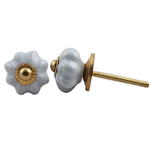 IndianShelf Handmade Ceramic Solid Dresser Knobs Drawer Cabinet Kitchen Wardrobe Door Pulls Handles -2.54 cm Grey 2 Piece-