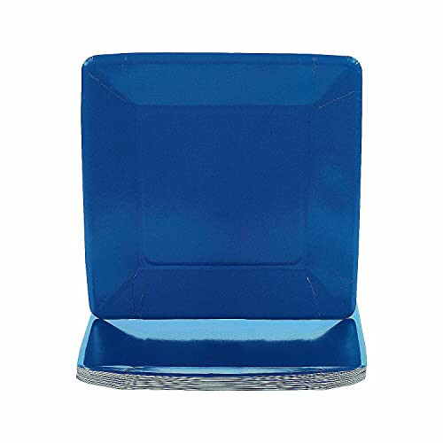 Navy Blue Square Paper Dinner Plates - 18 Ct. - Party Supplies - 18 Pieces Paper plates Birthday decorations Graduation party supplies Bachelorette party decorations Wedding decorations