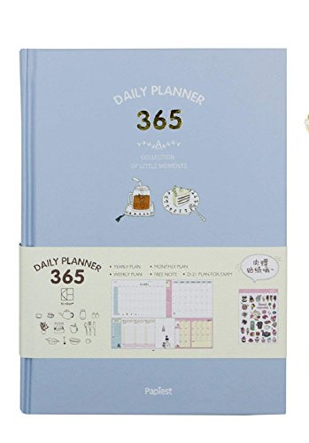365 Daily Planner Agenda Scheduler Planning Papers Diary Hard Cover Yearly Monthly Dariy Journal Notebook Notepad Gift (Blue)