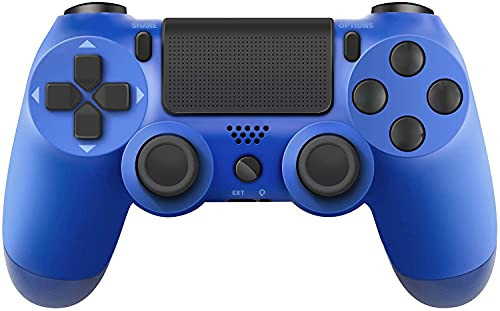 PS-4 Remote Controller Touch Panel Joypad Dual Vibration Game Remote Control JoystickCompatible with PS-4-PS-4 Pro-PS-4 Slim with Audio Function LED Indicator and USB Cable -Blue-