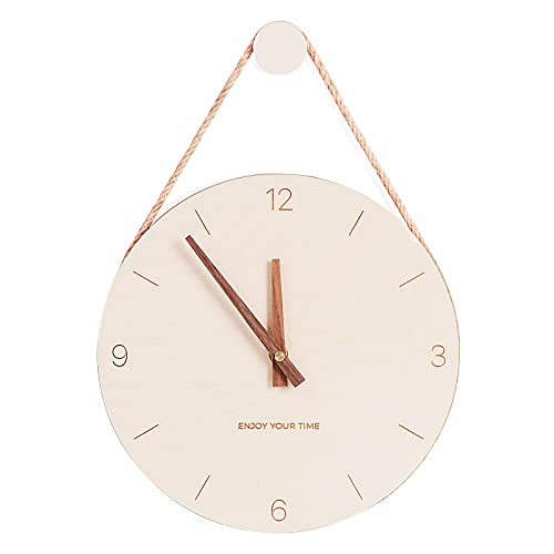 DAWNDEW Wall Clock Wood 10 Inch Silent Wall Clock Decorative Operated Non Ticking Analog Retro Fashion Clock for Living Room-Kitchen-School-Office-Bedroom