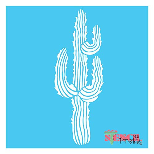 Arizona Cactus Decor Stencil Best Vinyl Large Stencils for Painting on Wood Canvas Wall etc.-Multipack -S M L-- Brilliant Blue Color Material