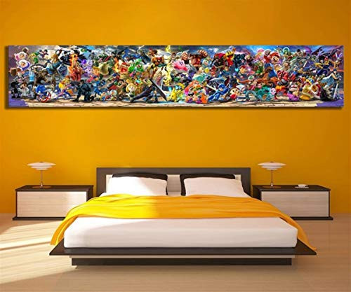 MXLF Canvas Painting Super Smash Bros Ultimate Update Art Video Game Poster Cartoon Pictures Artwork Canvas Paintings Wall Art for Home Decor Paintings -Size -Inch- - 40cmx200cm-