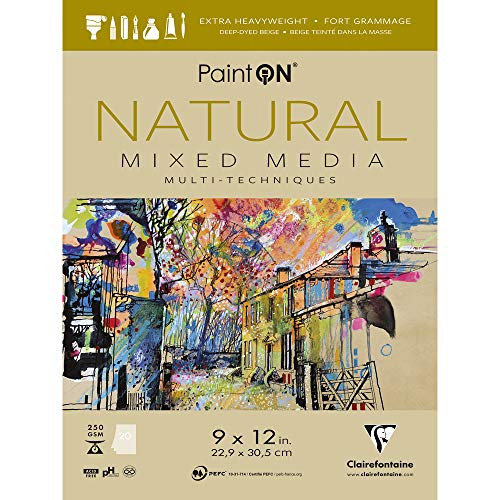 Clairefontaine 975485C A Glued Pad of Paint'On Drawing Paper 20 Sheets 22.9 x 30.5 cm -US Version- Natural Clairefontaine 975485C A Glued Pad of Paint'On Drawing Paper 20 Sheets 22.9 x 30.5 cm -US Version- Natural