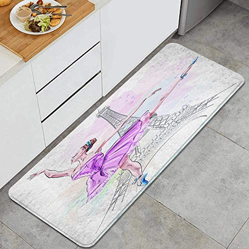 FOURFOOL Beautiful Ballerina Posing and Dancing On Eiffel Tower Background Girl Ballet Dancer Anti Fatigue Kitchen Mat Comfort Floor Mats Non-Slip Oil Stain Resistant Easy to Clean Kitchen Rug FOURFOOL Beautiful Ballerina Posing and Dancing On Eiffel Tower Background Girl Ballet Dancer Anti Fatigue Kitchen Mat Comfort Floor Mats Non-Slip Oil Stain Resistant Easy to Clean Kitchen Rug