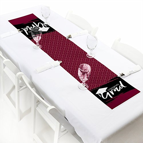 Big Dot of Happiness Maroon Grad - Best is Yet to Come - Petite Burgundy Graduation Party Paper Table Runner - 12 x 60 inches