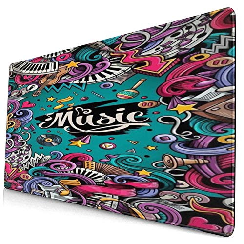 CANCAKA Large Gaming Mouse Pad?Graffiti BackgroundMovie CarnivalMusical Instruments?Non-Slip Rubber Mouse Pads Mousepad for Gaming Computer Office Desk75×40×0.3cm