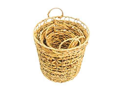 Trademark Innovations Tall Round Woven Wicker Floor Baskets for Storage (Set of 3)