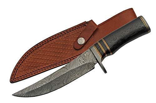 SZCO Supplies Damascus Steel Wood Bowie Knife Brown 11 inches