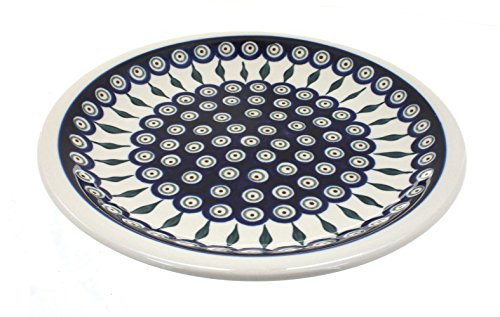 Blue Rose Polish Pottery Peacock Dinner Plate