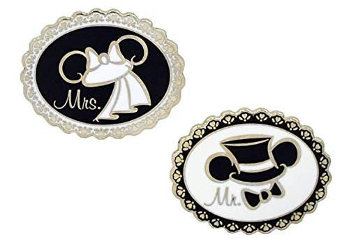 Disney Parks Mickey  and  Minnie "Mr.  and  Mrs" Wedding Trading Pin Set - -2 Pins Included-
