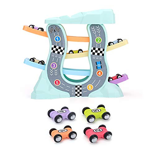 QUN FENG Ramp Racer Car - Toddler Toys for 1 2 Year Old Boy and Girls Race Track Car Ramp Racer with 4 Mini Cars QUN FENG Ramp Racer Car - Toddler Toys for 1 2 Year Old Boy and Girls Race Track Car Ramp Racer with 4 Mini Cars