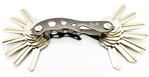 Compact Key Organizer - Smart Pocket Keychain Holder Up to 14 Keys - Complete with Key Ring, Sim and Bottle Opener
