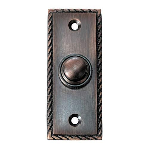 Adonai Hardware Rectangular Georgian Brass Bell Push or Door Bell or Push Button -Oil Rubbed Bronze-
