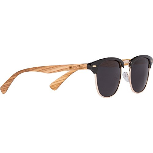 Woodies Zebra Wood Half-Rim Sunglasses with Polarized Lens