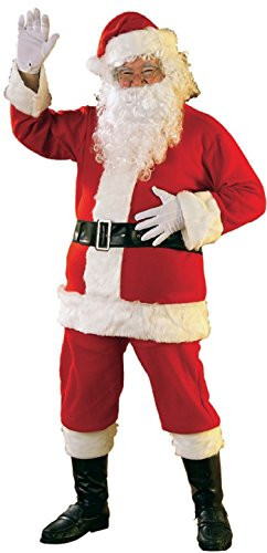 Rubies Men's Bright Flannel Santa Suit with Gloves Red-White Standard