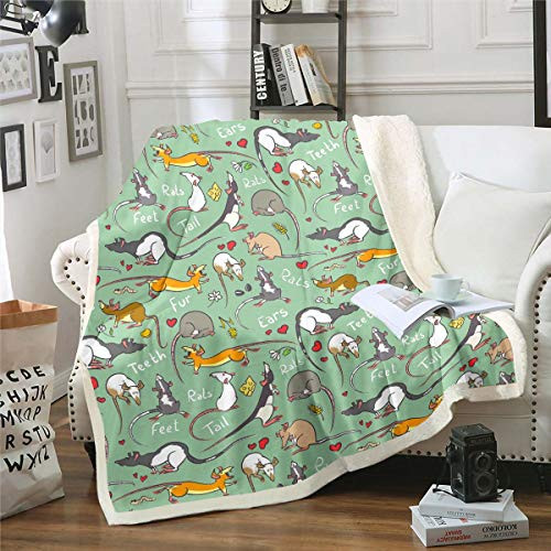 Erosebridal Kids Rat Plush Bed Blanket Baby Size Mouse Rodents Sherpa Blanket Funny Animal Love Heart Throw Blanket for Boys Girls Children Cartoon Style Fleece Throw for Living Room Teal Blue Erosebridal Kids Rat Plush Bed Blanket Baby Size Mouse Rodents Sherpa Blanket Funny Animal Love Heart Throw Blanket for Boys Girls Children Cartoon Style Fleece Throw for Living Room Teal Blue