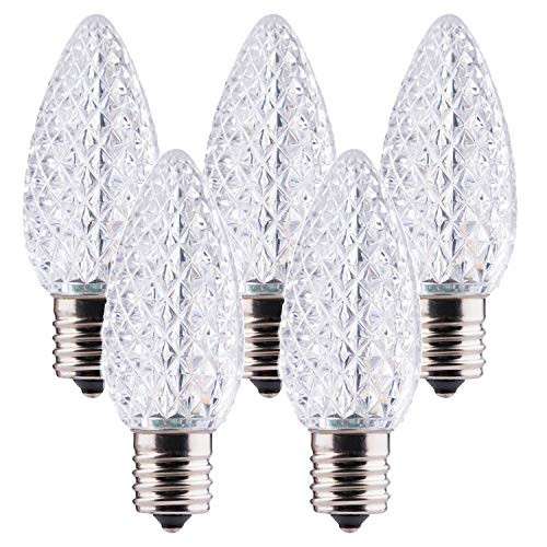 25 Pack C9 Led Bulb C9 Replacement Bulb for Christmas String Light E17 Intermediate Base Commercial Grade Dimmable Bulbs Pure White