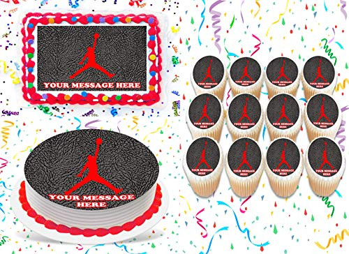 Air Jordan Cake Topper Edible Image Personalized Cupcakes Frosting Sugar Sheet -11" X 17" Cake Topper-