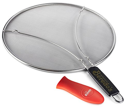Splatter Shield Splatter Guard, 13 Splatter Screen Protects Against Burns & Grease by Blocking 100% Of Hot Oil Drops & Splashes, Guaranteed, Stove Top Frying Pan Splatter Guard