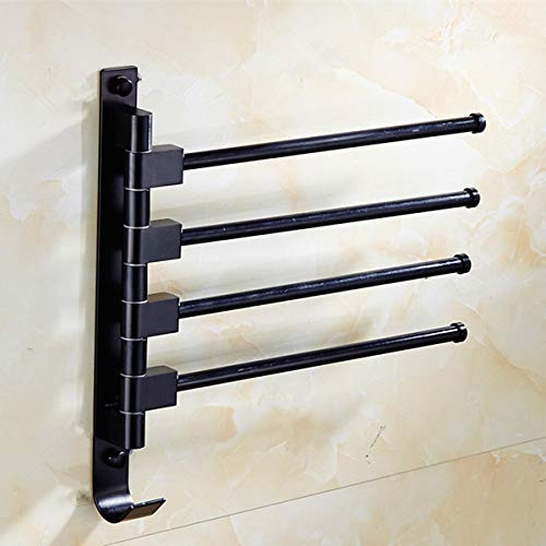 MOCOFO Bath Towel Holder Swing Out Towel Bar Stainless Steel Bathroom Hand Towel Rack 4 Bars Folding Arm Swivel Hanger Wall Mount Polished Finish -4 Bars Black- MOCOFO Bath Towel Holder Swing Out Towel Bar Stainless Steel Bathroom Hand Towel Rack 4 Bars Folding Arm Swivel Hanger Wall Mount Polished Finish -4 Bars Black-