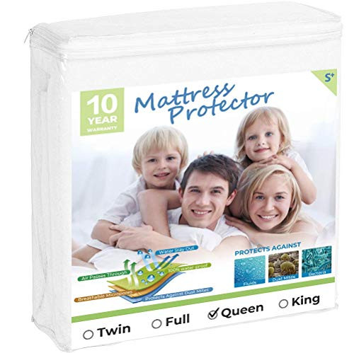 beegod Premium Waterproof Mattress Protector Breathable and Noiseless Mattress Pad Cover Vinyl Free Hypoallergenic Dust Proof Smooth Soft Cotton Terry Covers -Queen- beegod Premium Waterproof Mattress Protector Breathable and Noiseless Mattress Pad Cover Vinyl Free Hypoallergenic Dust Proof Smooth Soft Cotton Terry Covers -Queen-