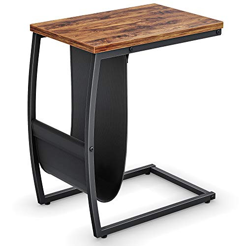 CubiCubi Sofa Side Table End Table Couch Table with Side Pocket C Shaped Snack Table for Living Room Bedroom Couch and Small Spaces Rustic Brown CubiCubi Sofa Side Table End Table Couch Table with Side Pocket C Shaped Snack Table for Living Room Bedroom Couch and Small Spaces Rustic Brown
