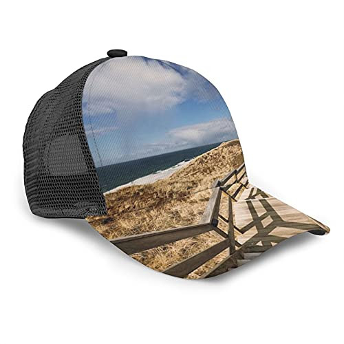 MFILUDTY Trucker Hat Board Walk Stair Print Mesh Baseball Cap Adjustable Dad Hats for Women  and  Men