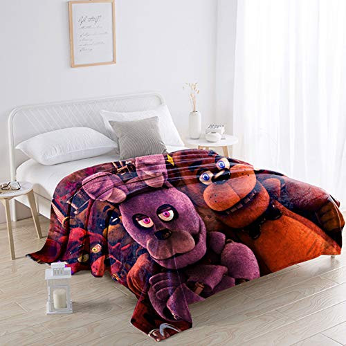 Five Ni-ghts at Fre-ddys Blanket Flannel Ultra-Soft Micro Fleece Blanket for Bedding Couch Sofa Bed Warm FNAF Throw Blanket for Kids Room A Great Gift for Christmas Halloween Decorations 80x120cm