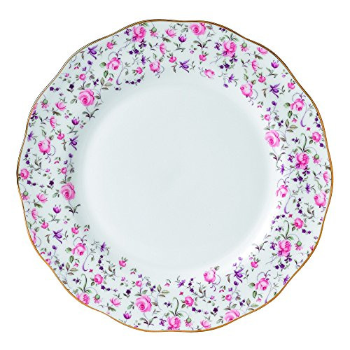 Royal Albert Rose Confetti Dinner Plate 10.6" Mostly White with Multicolored Floral Print