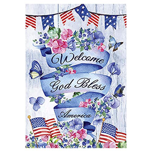 Morigins 4th of July Patriotic House Flag Decorative Welcome God Bless America Yard Flag 28"x40" Morigins 4th of July Patriotic House Flag Decorative Welcome God Bless America Yard Flag 28"x40"