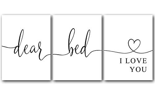 Dear Bed I Love You Unframed 18 x 24 Inches Set of 3 Posters Minimalist Art Typography Art Bedroom Wall Art Romantic Wall Decor
